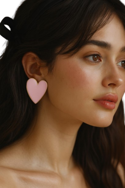 Boucles Cœur Rose Poudré