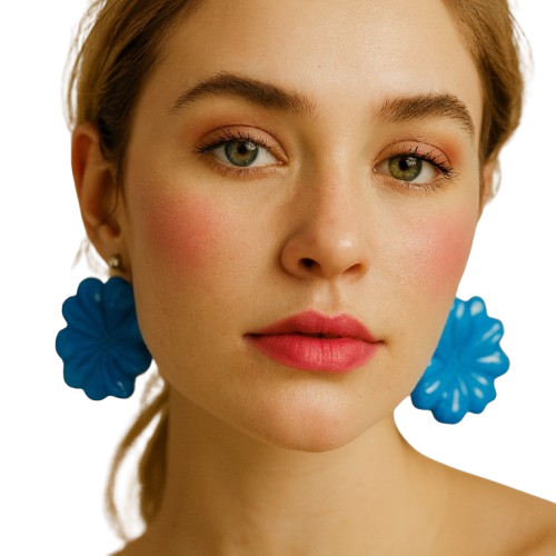 Boucles d'Oreilles Fleur Bleue