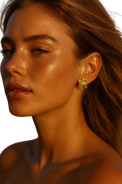 Boucles d'Oreilles Fleur Dorée Filaire
