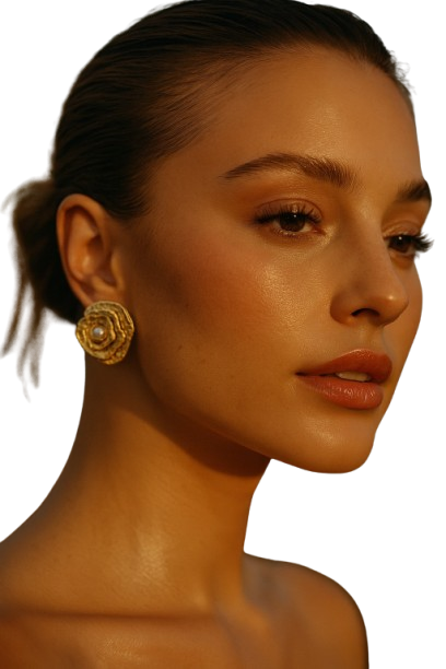 Boucles Rosace Dorée Perlée